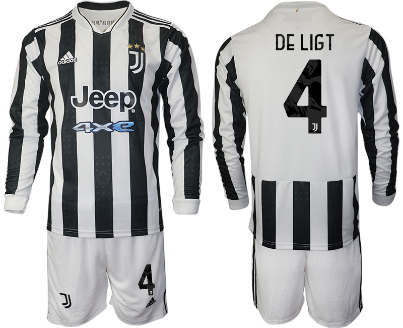 Men 2021-2022 Club Juventus home white Long Sleeve #4 Adidas Soccer Jersey->juventus jersey->Soccer Club Jersey